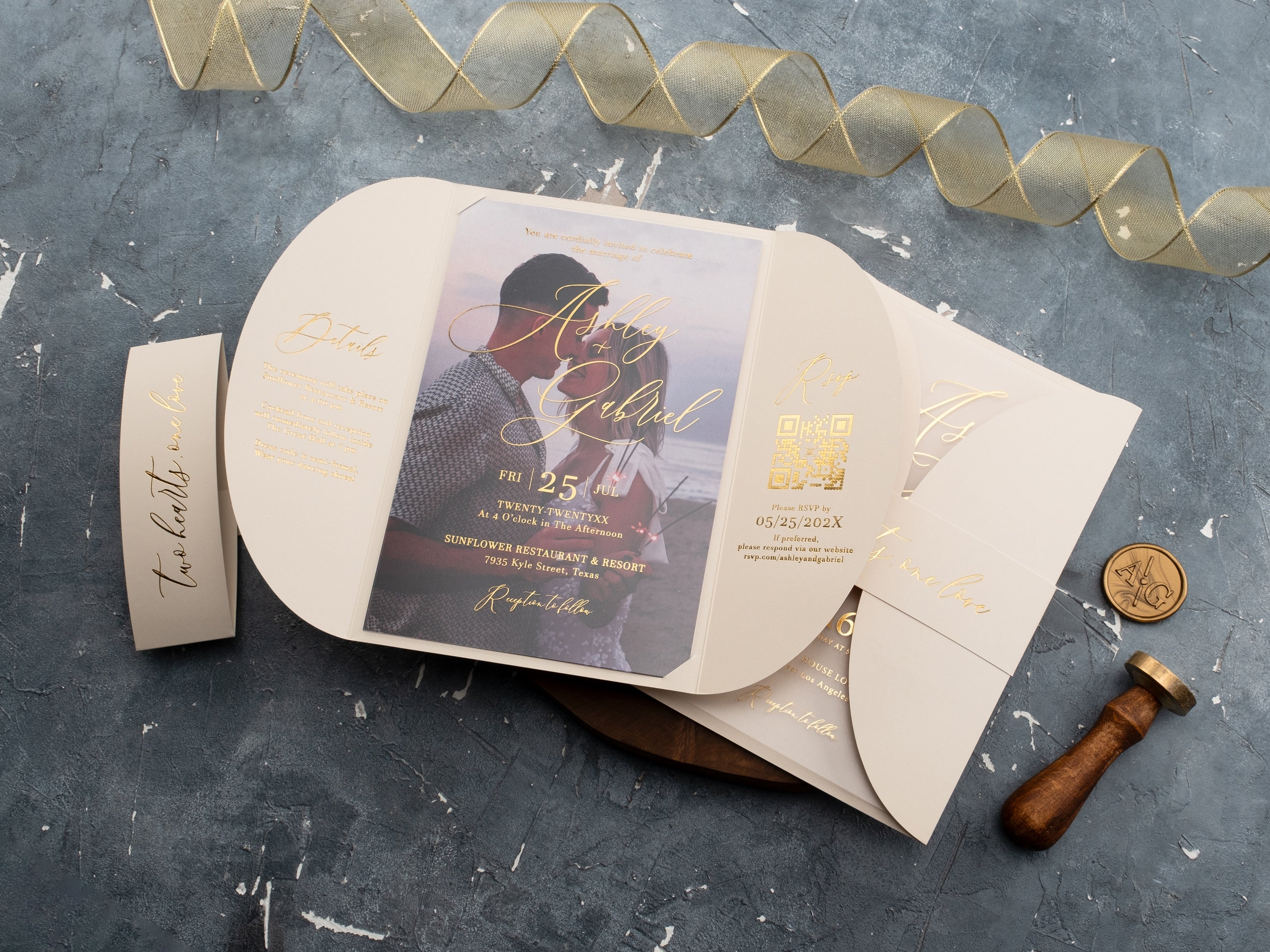 Foil Printed Acrylic Wedding Invitations
