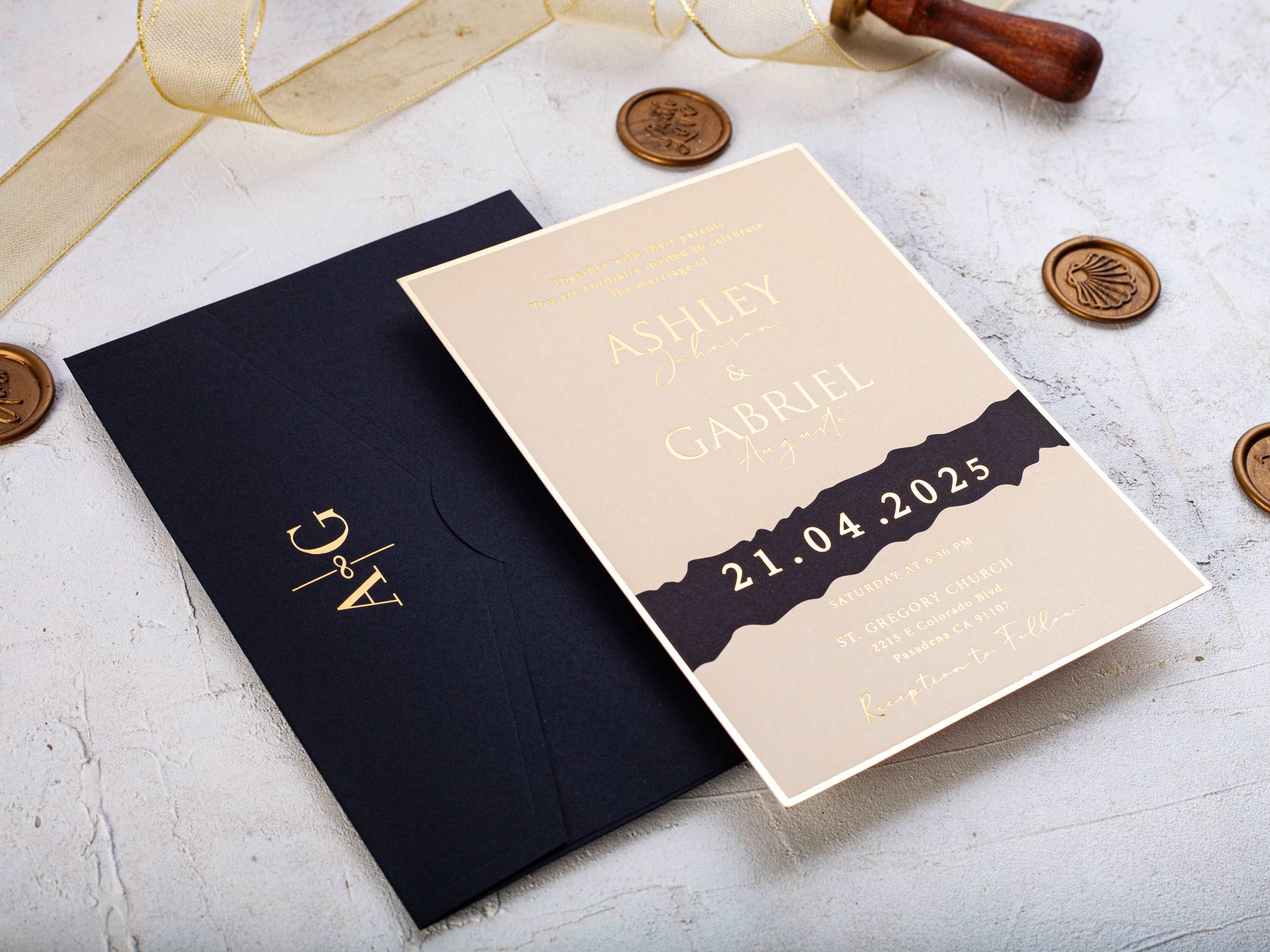 Black and Ivory Wedding Invitations