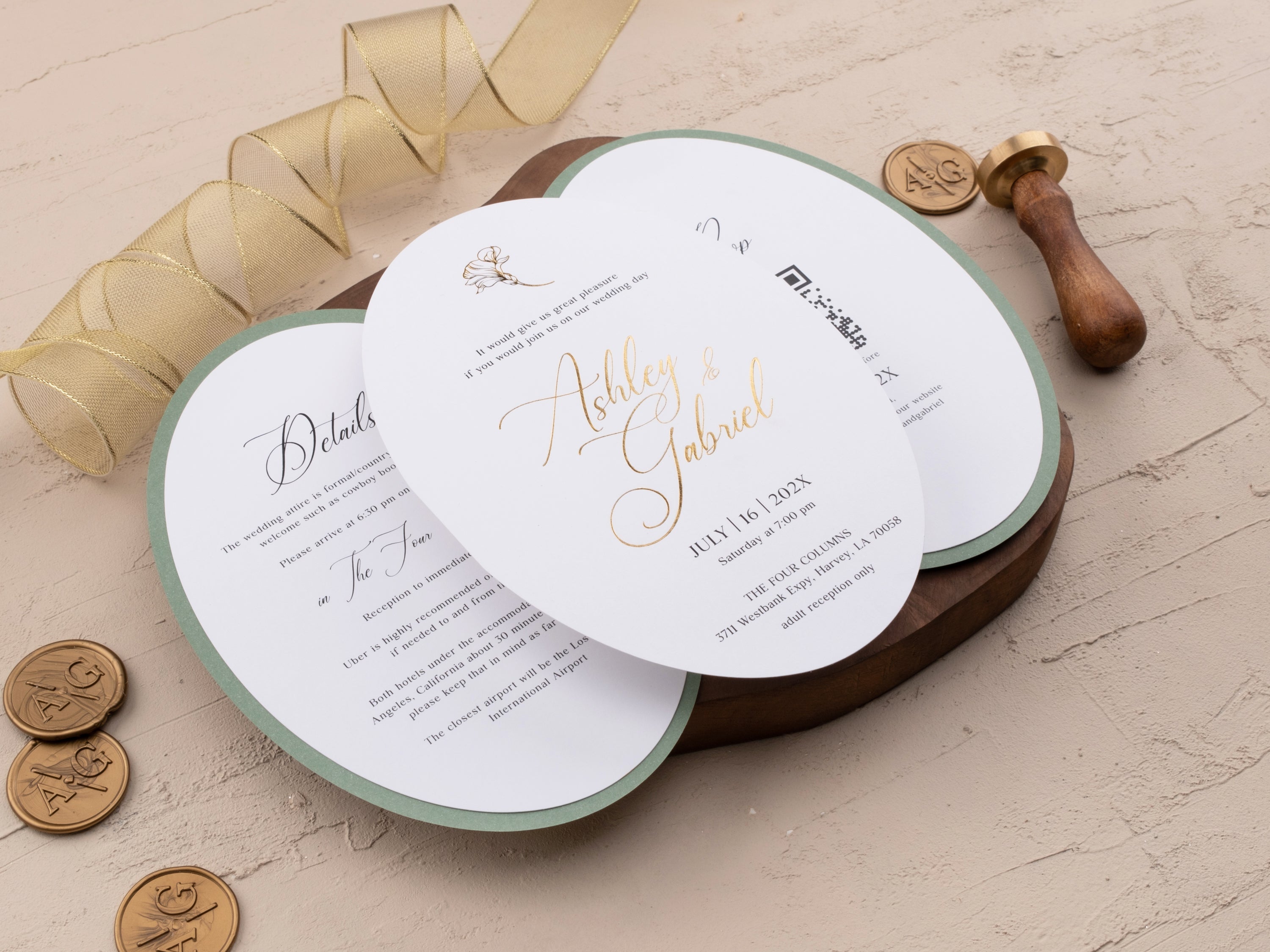 Sage Green and Ivory Wedding Invitations