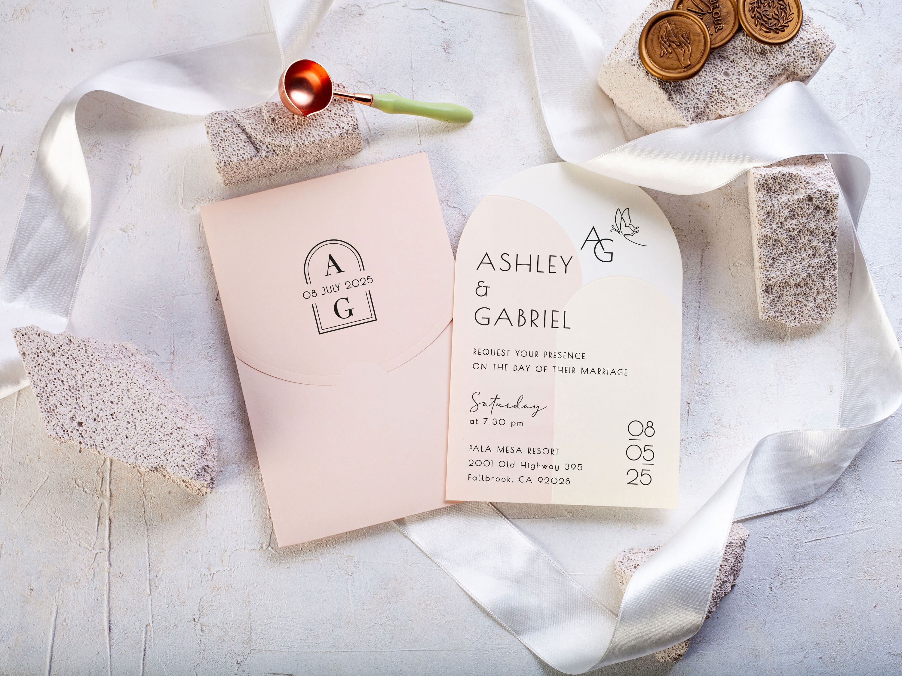 Pink and Ivory Wedding Invitations