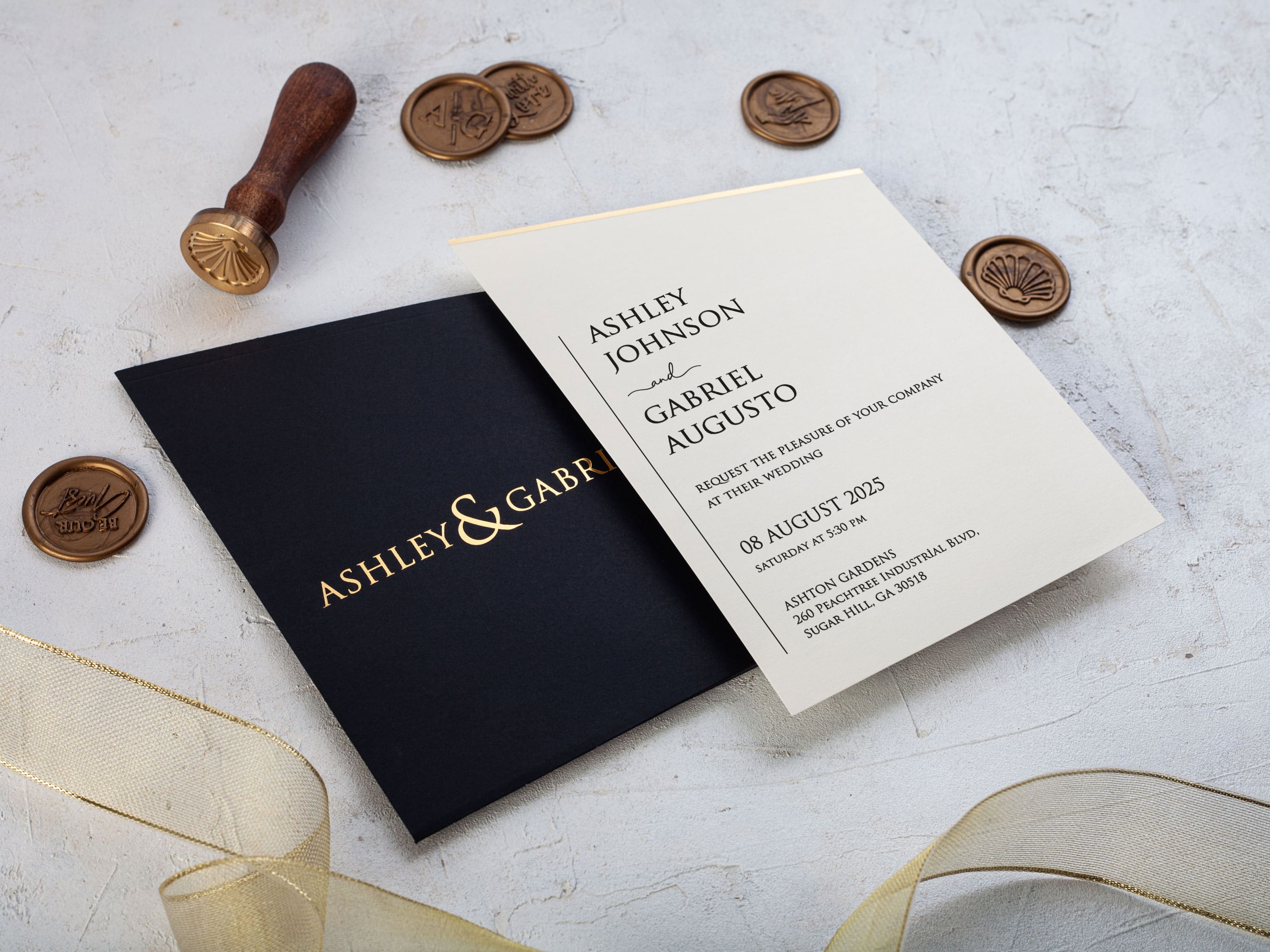 Black Offset Printed Wedding Invitations