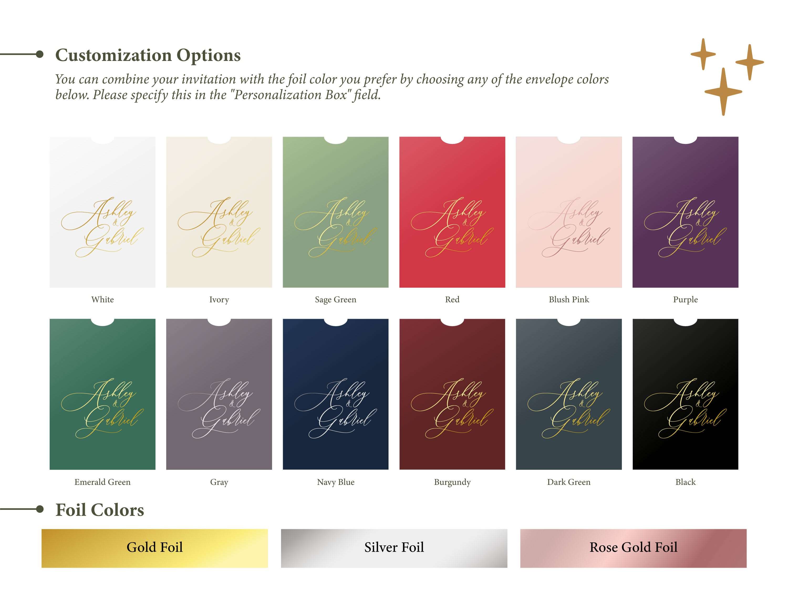 Acrylic Wedding Invitation with Gold Foil Print and Dark Green Sleeve Envelope