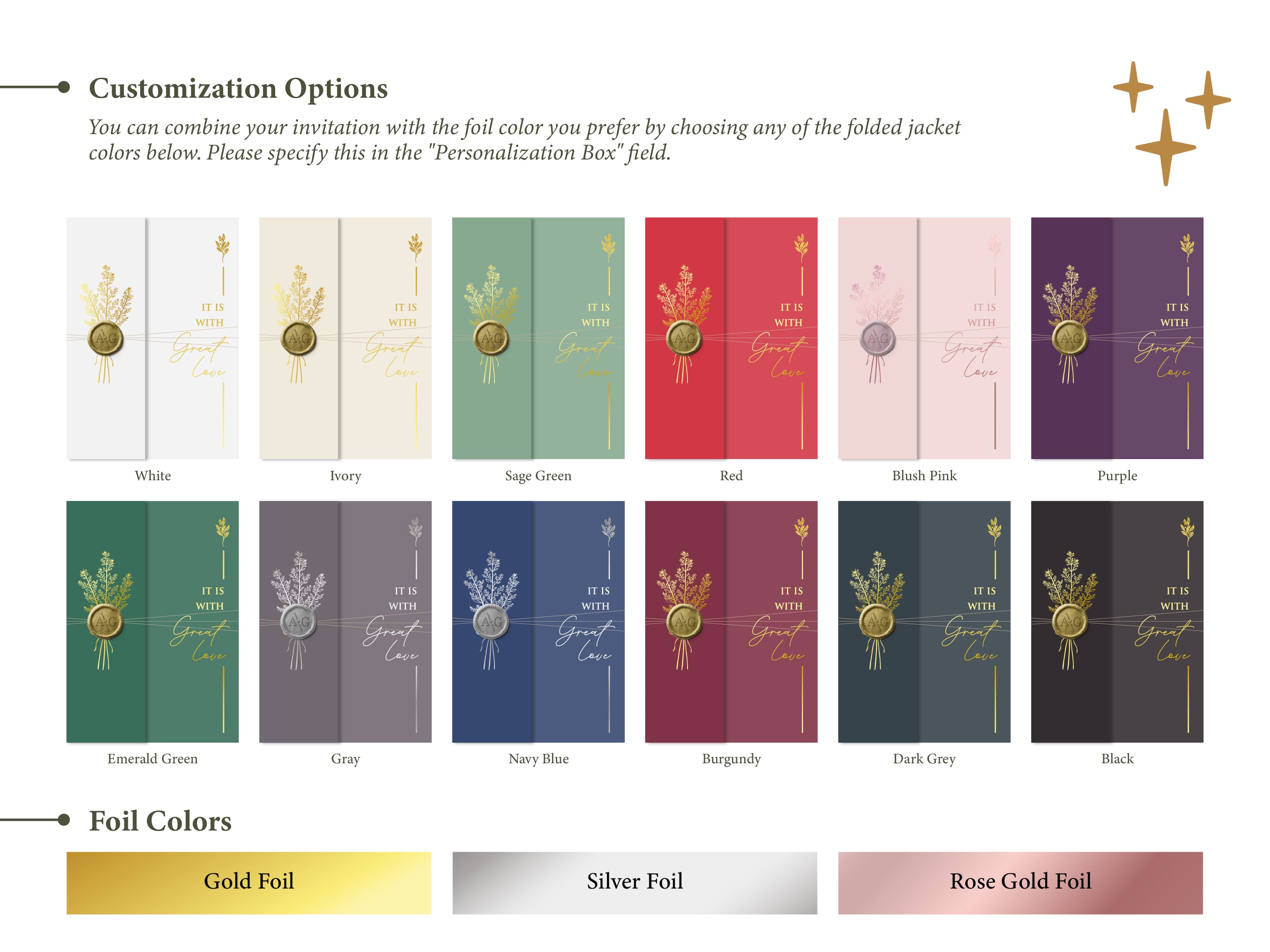 Emerald Green Folded Jacket with Gold Foil Printed Acrylic Invitation