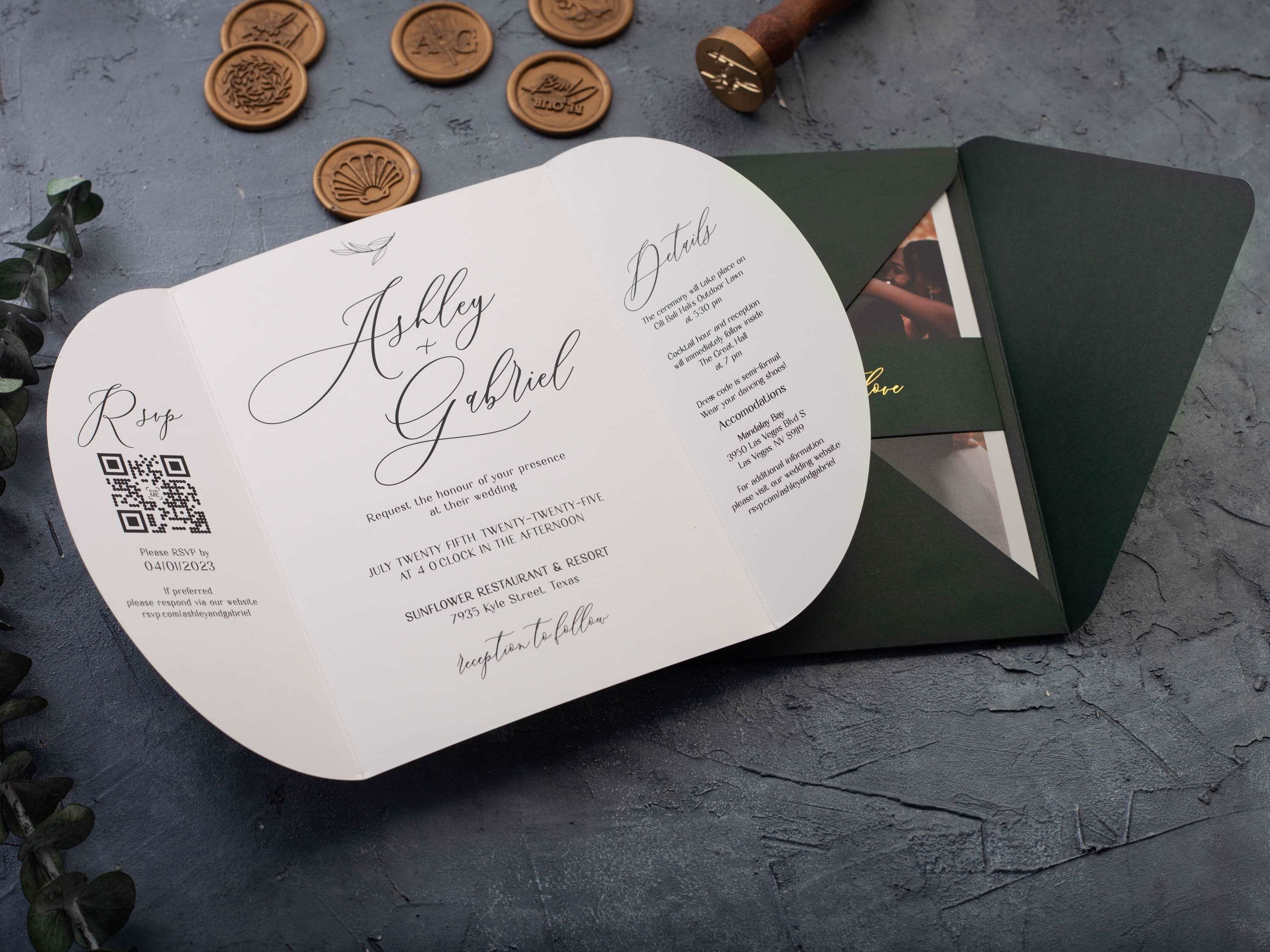 Gatefold Wedding Invitation with Photo