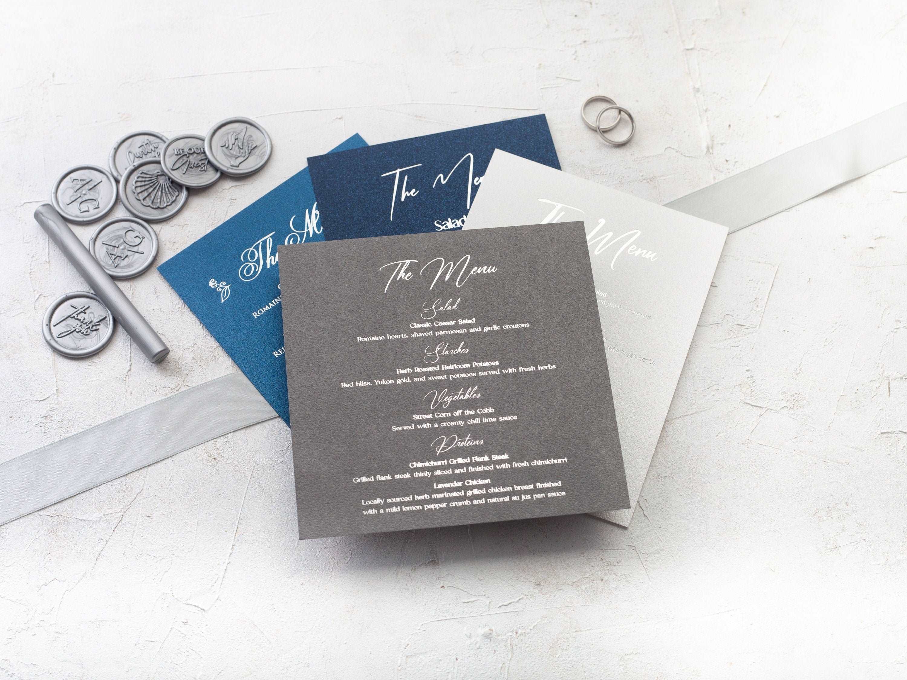 Menu Cards for Wedding, Foil Printed Wedding Menu Card