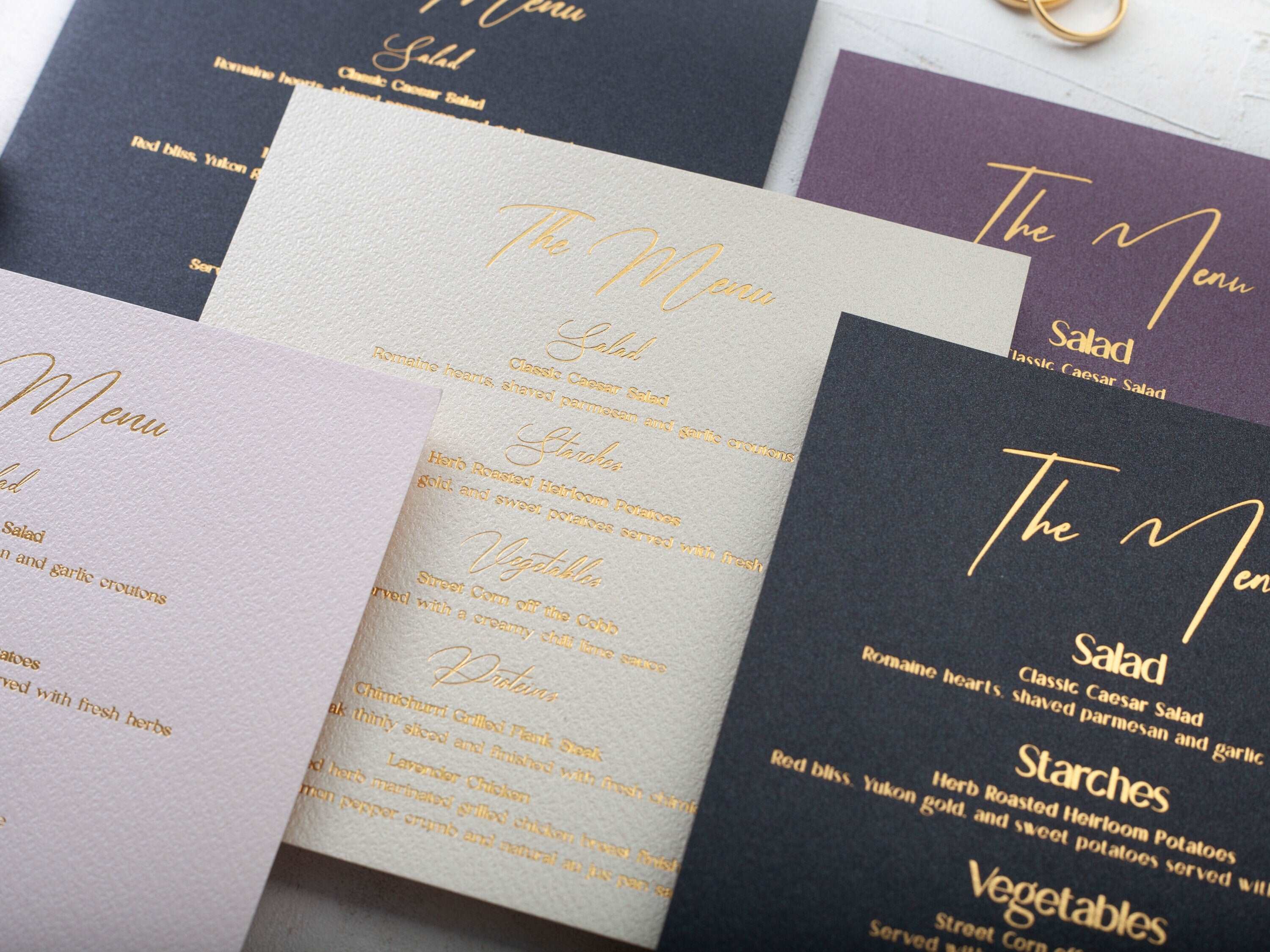 Menu Cards for Wedding, Foil Printed Wedding Menu Card