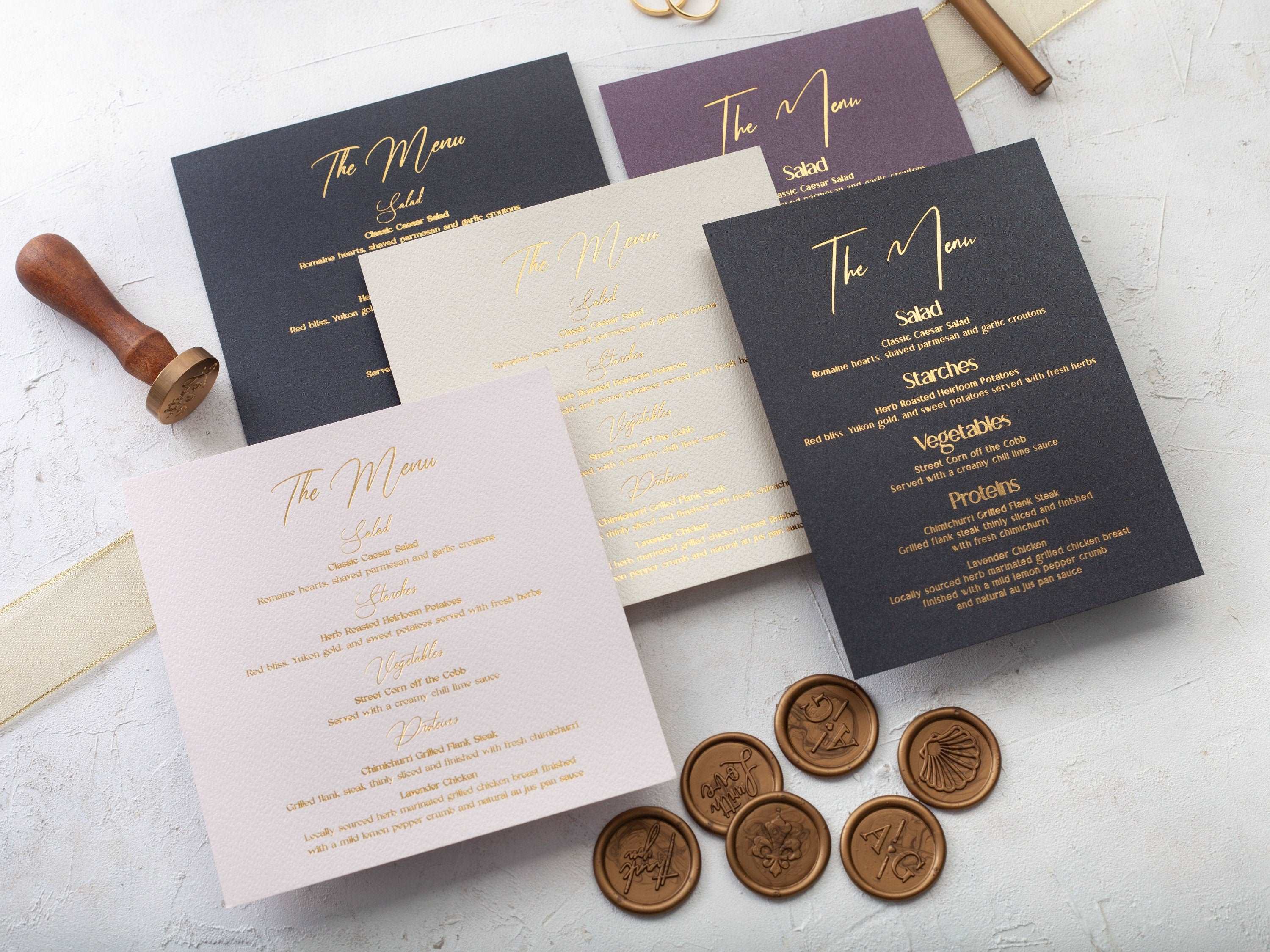 Menu Cards for Wedding, Foil Printed Wedding Menu Card