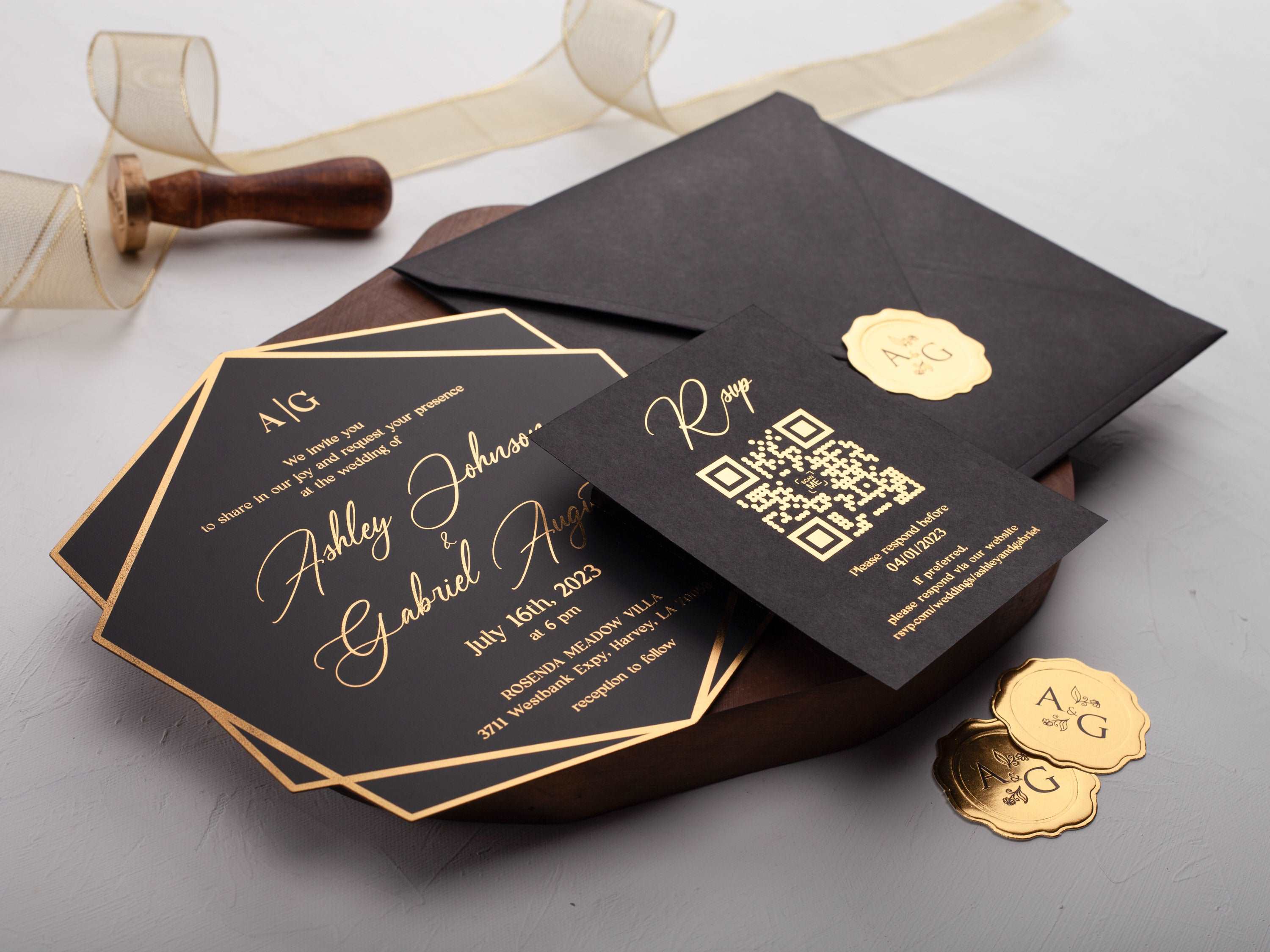 Black and Gold Wedding Invitations