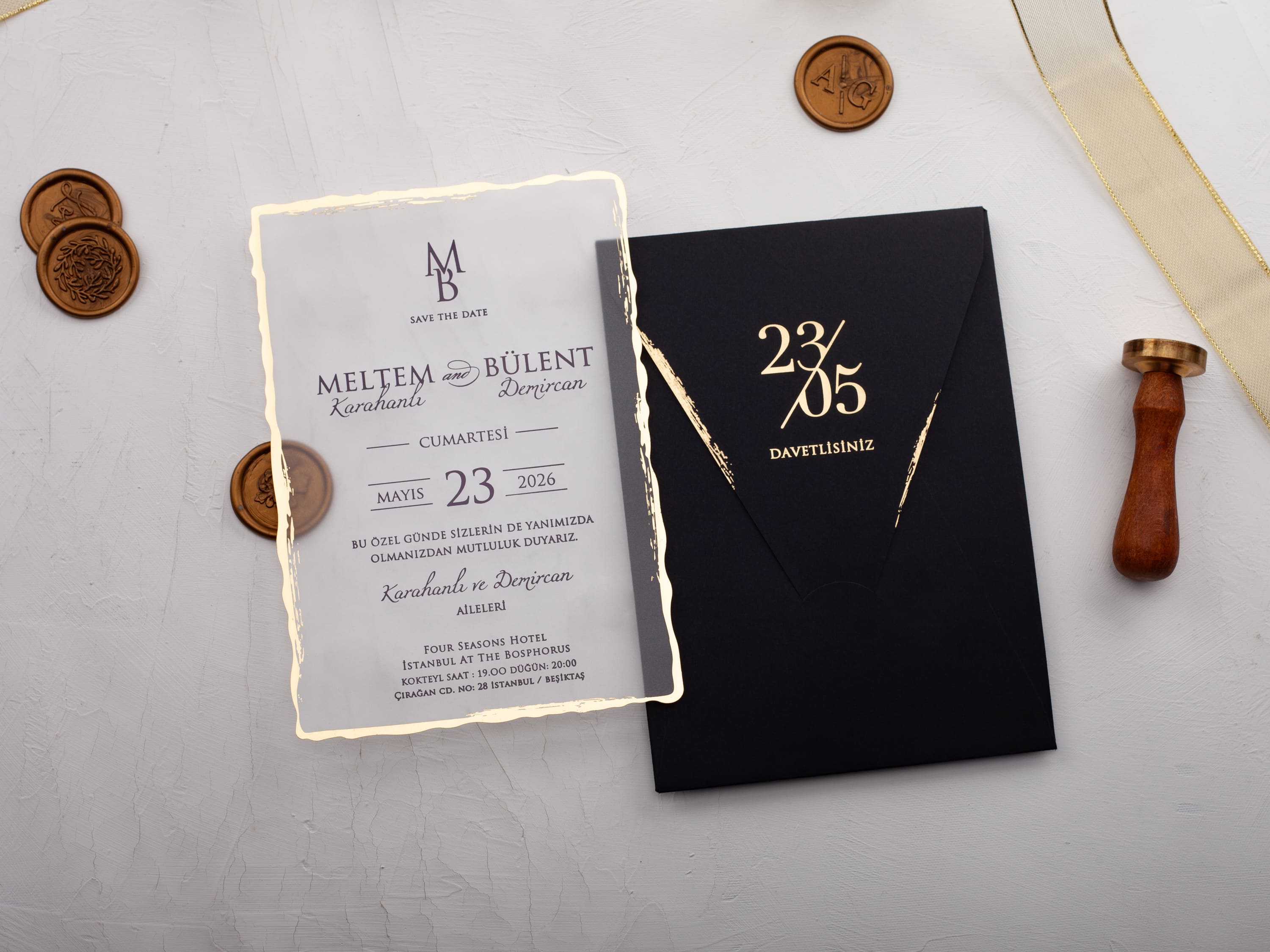 Black Foil Printed Wedding Invitations