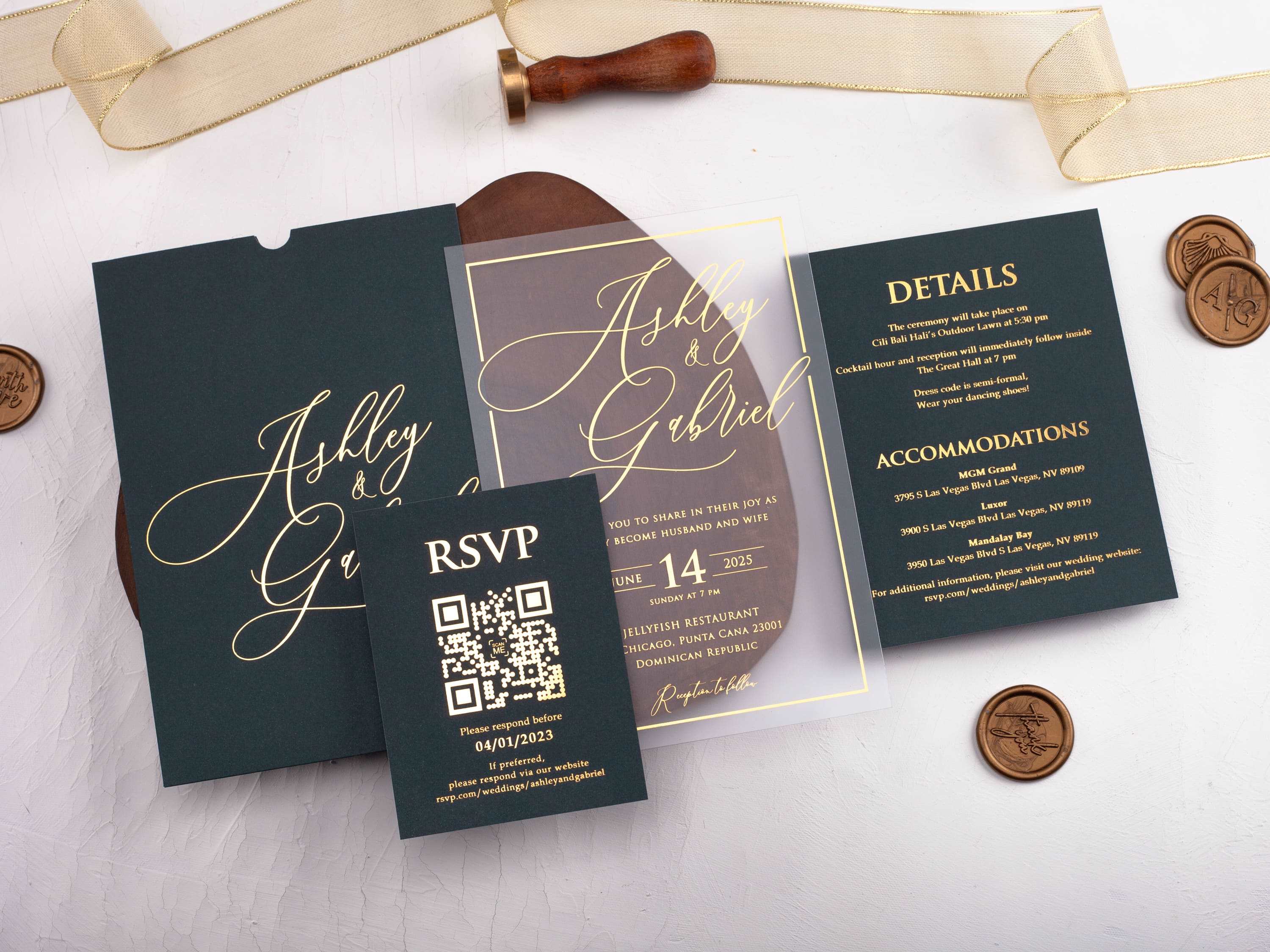 Dark Green Wedding Invitations