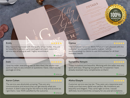 Sage Green and Gold Acrylic Wedding Invitation