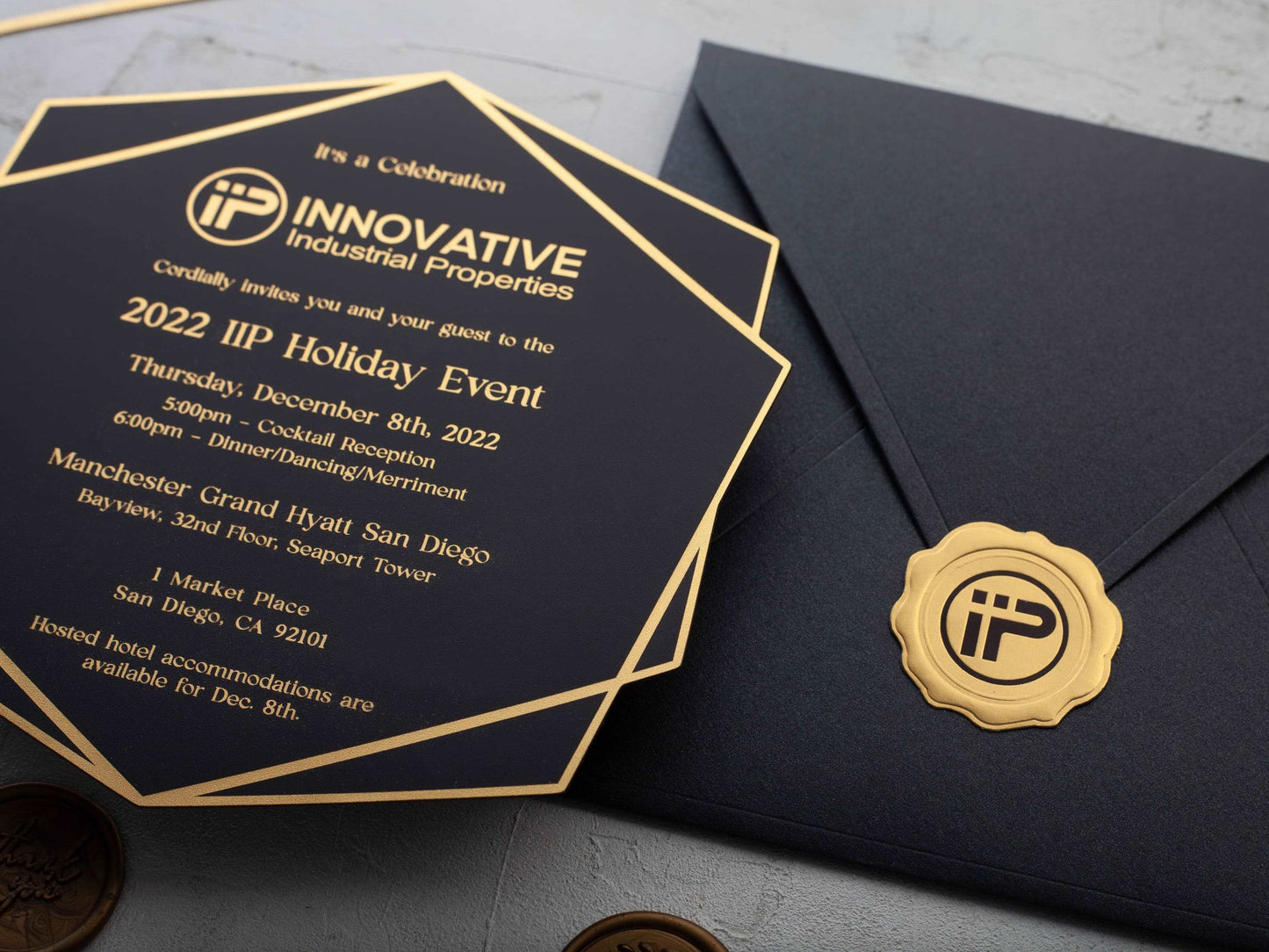 Business Invitation, Black and Gold Corporate Invitations, Black Acrylic Business Event Invitations