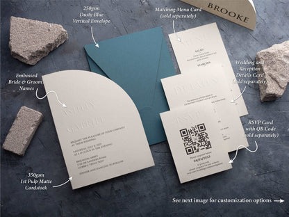 Half Arch Embossed Wedding Invitation