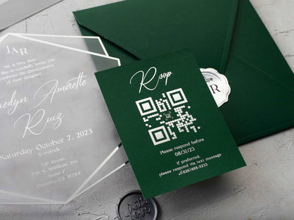 Emerald Green Acrylic Quinceañera Invitation