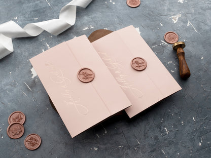 Blush Pink & Rose Gold Foil Acrylic Invitation with Gatefold Jacket