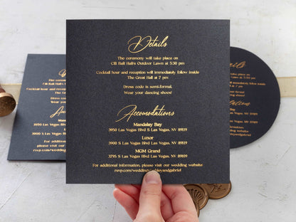 Details Card for Wedding, Foil Printed Wedding Information Card