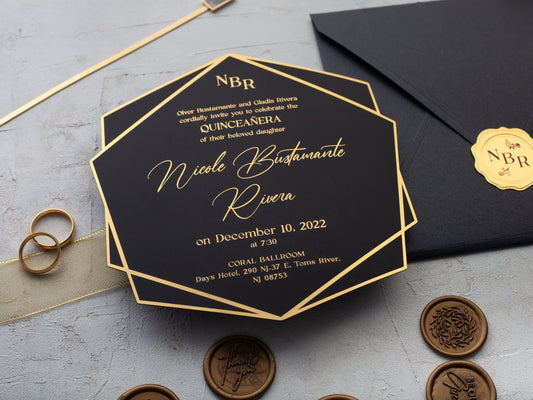 Elegant black quince invitation