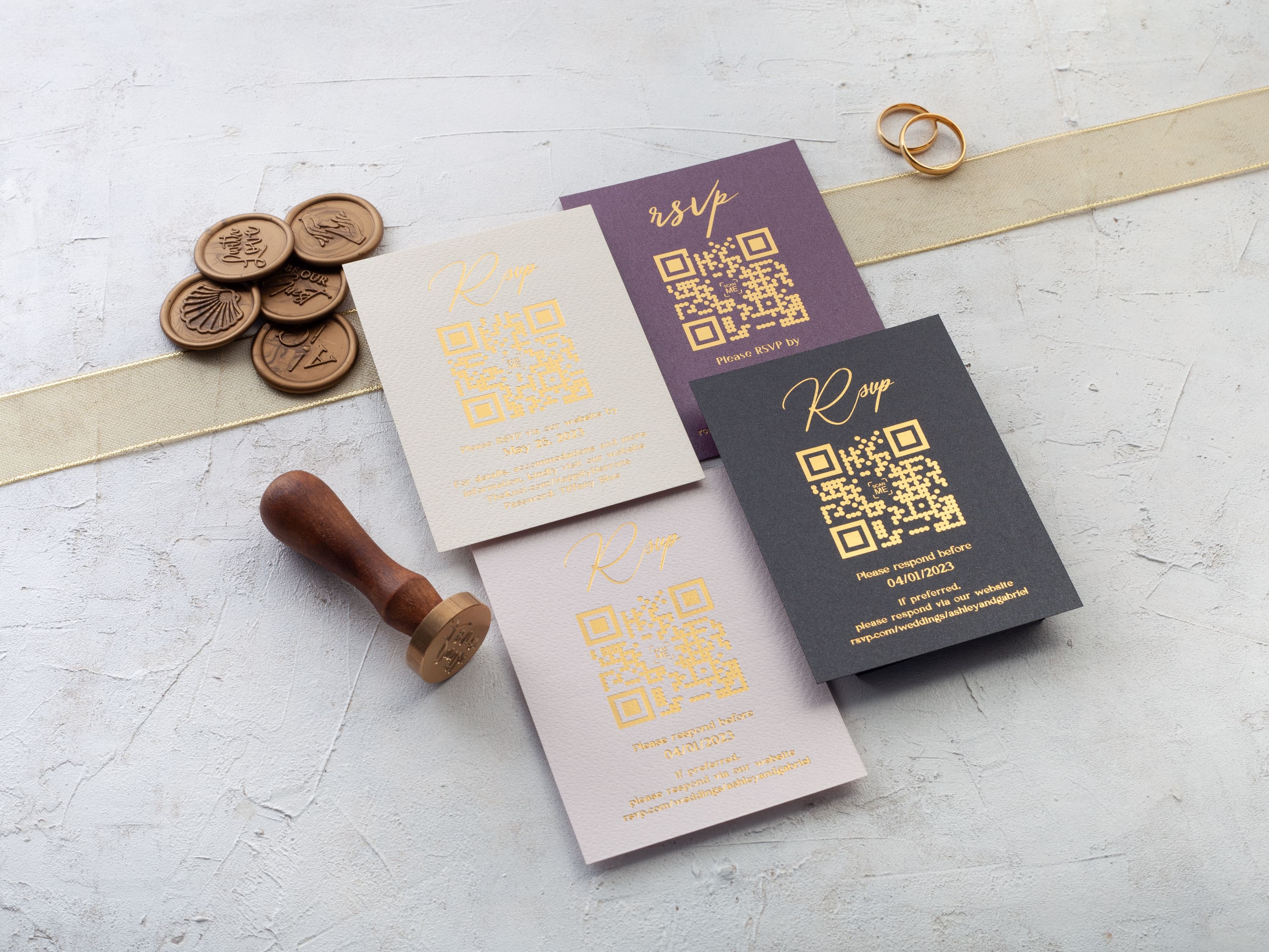 Elegant foil printed rsvp cards