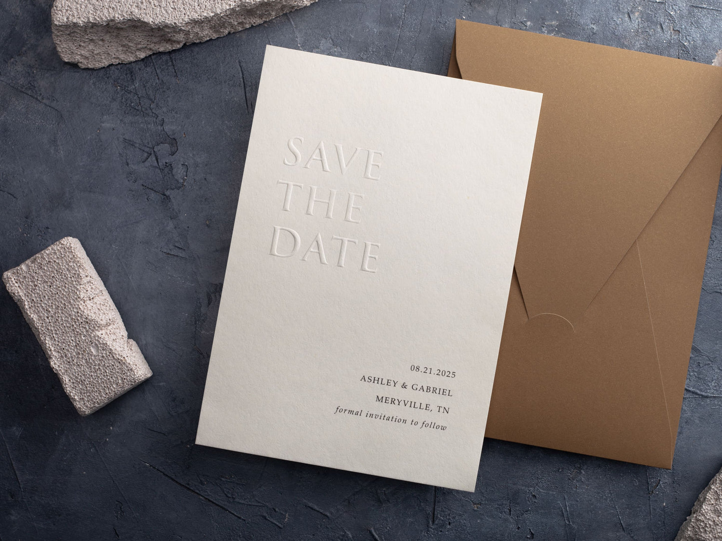 Embossed Save the Date Card with Envelope