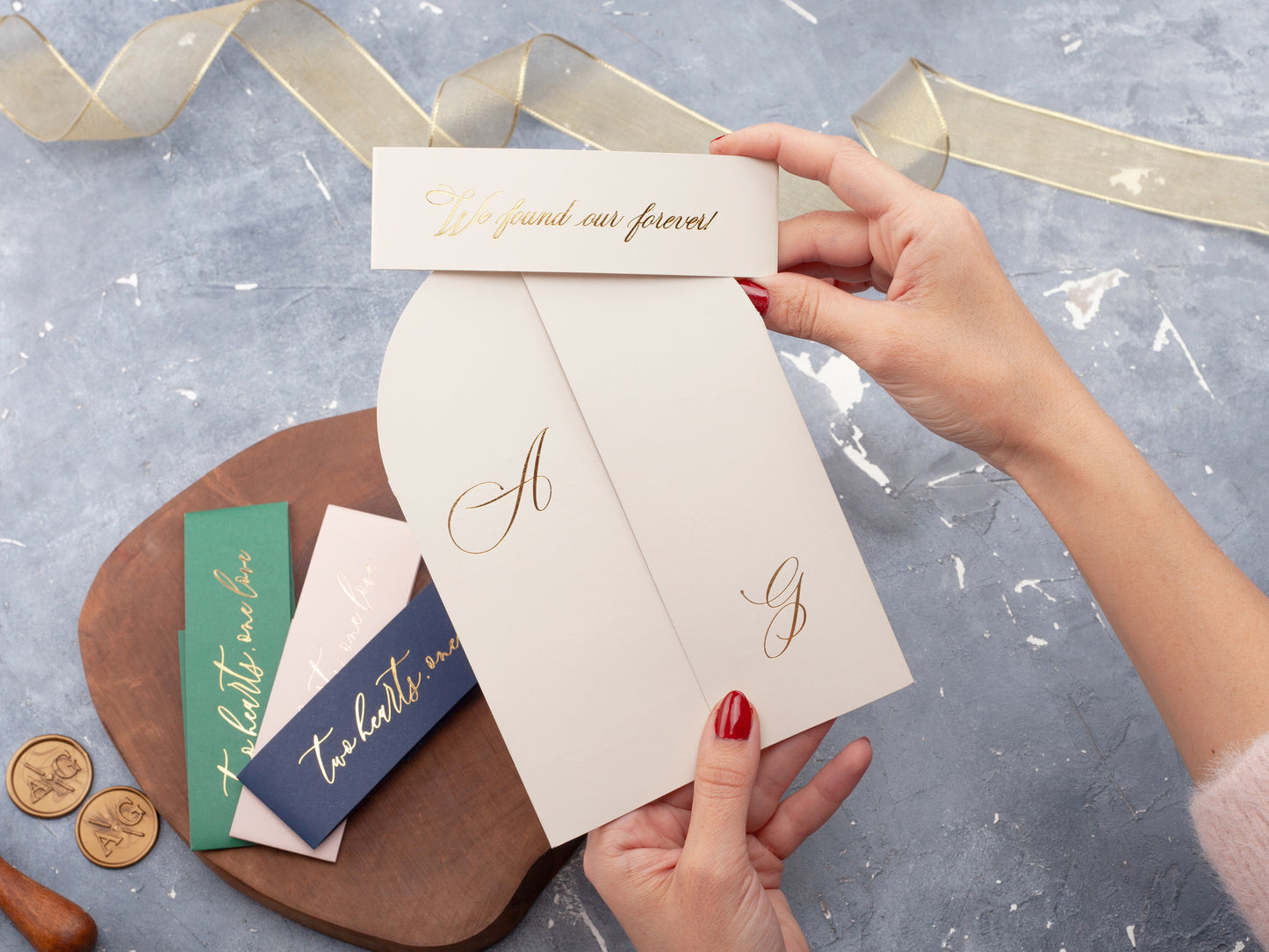 Foil Printed Belly Band for Wedding Invitation