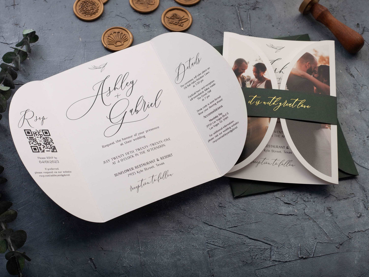 Gatefold Wedding Invitation with Photo