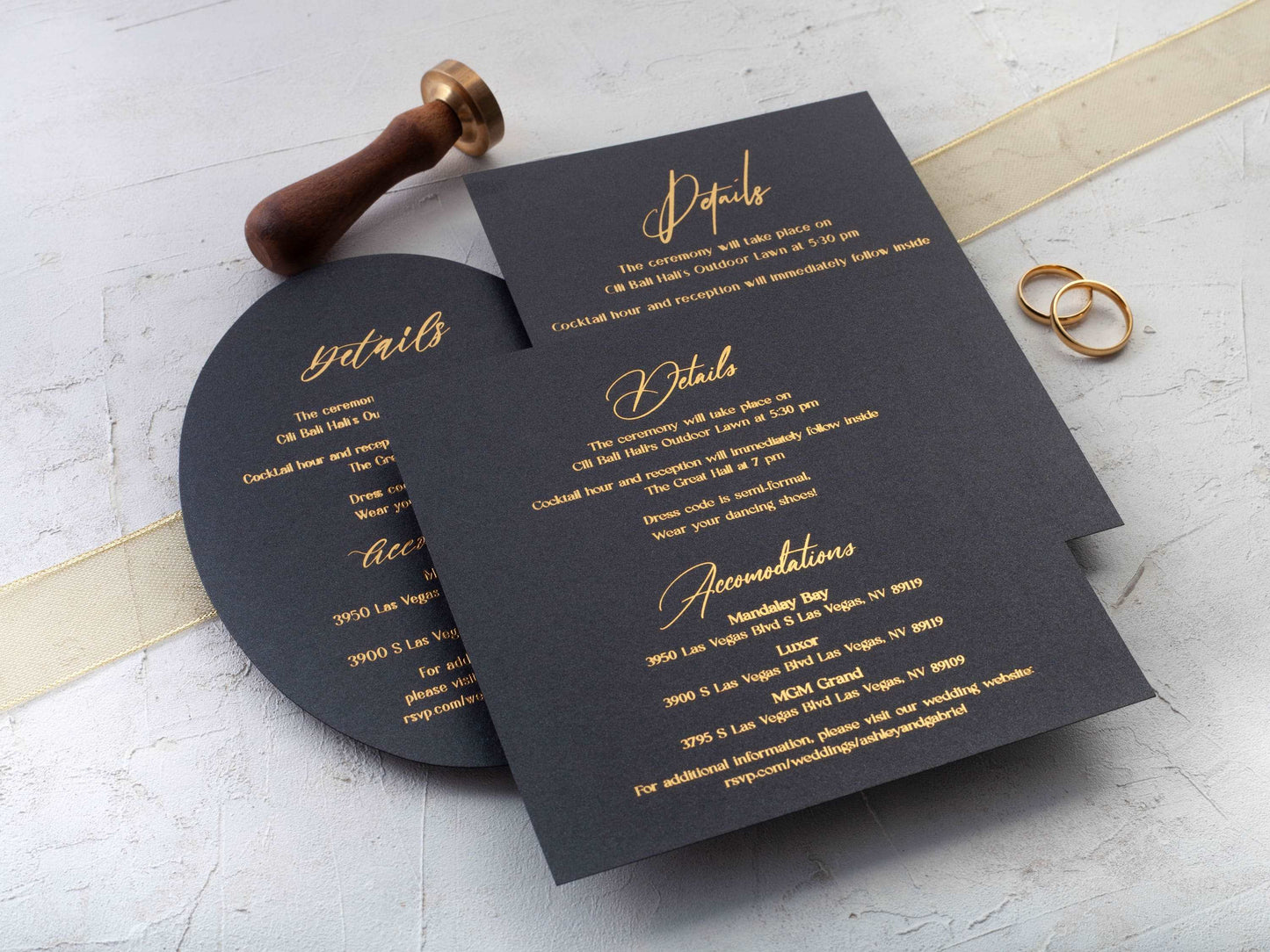 Details Card for Wedding, Foil Printed Wedding Information Card