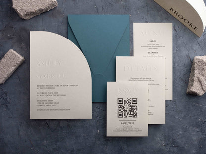 Half Arch Embossed Wedding Invitation