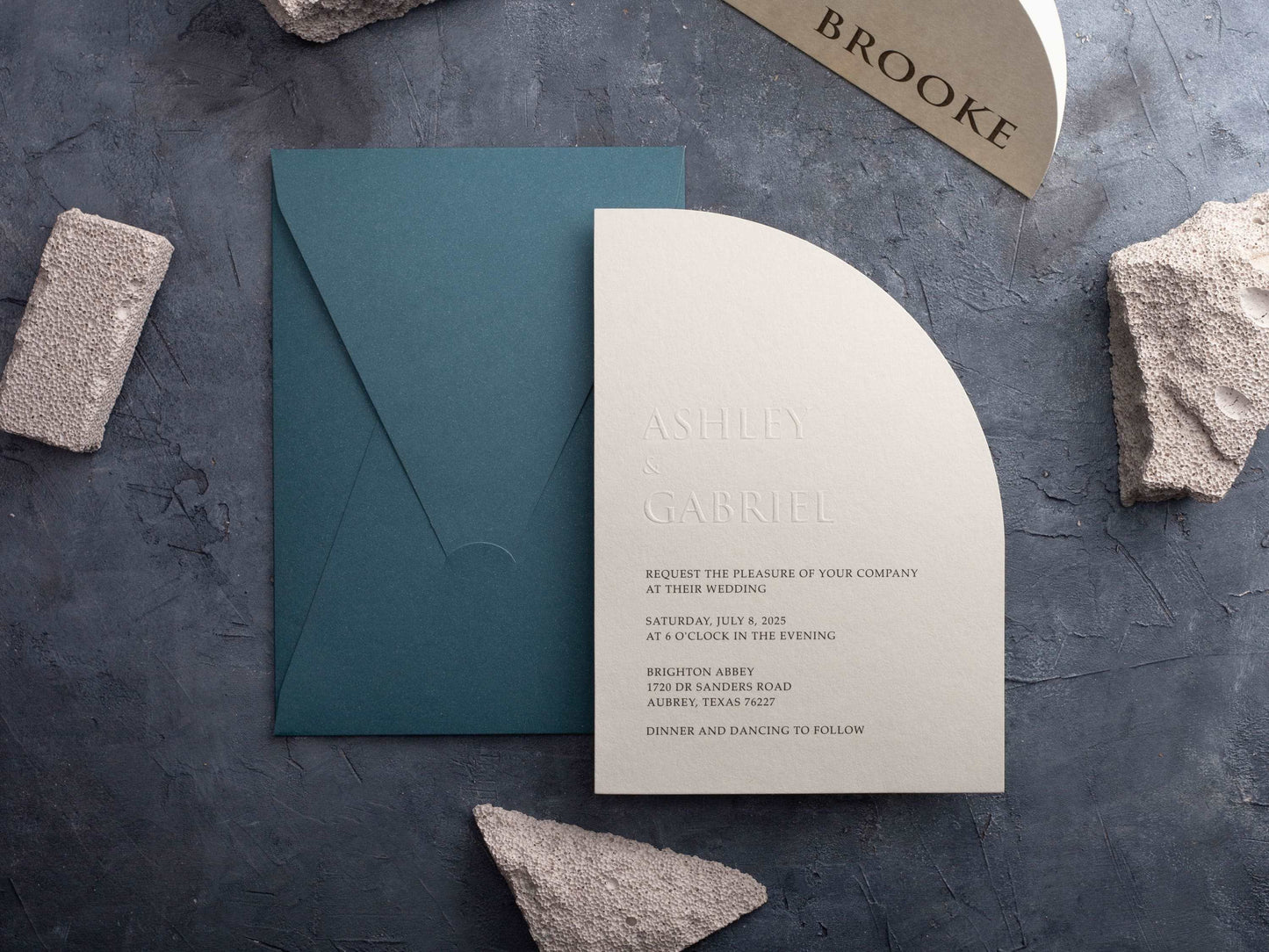 Half Arch Embossed Wedding Invitation