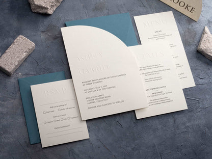 Half Arch Embossed Wedding Invitation