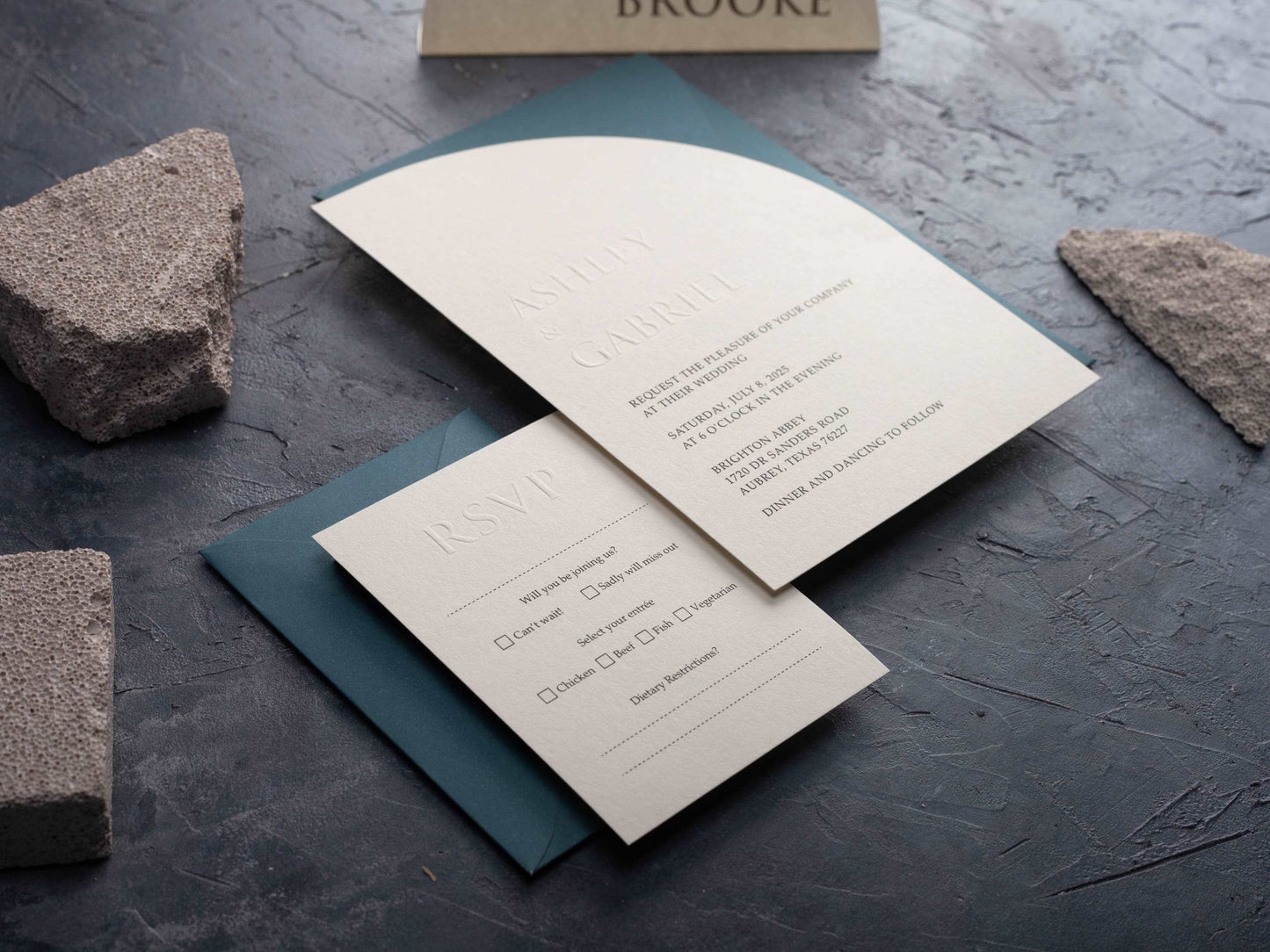 Half Arch Embossed Wedding Invitation