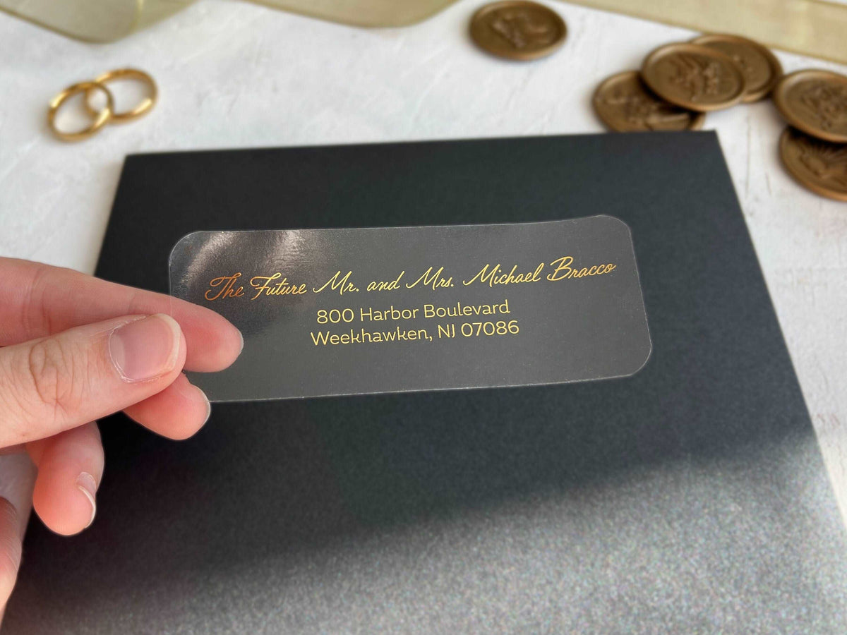 Address Label for Wedding Invitations, Foil Printed Transparent Addres