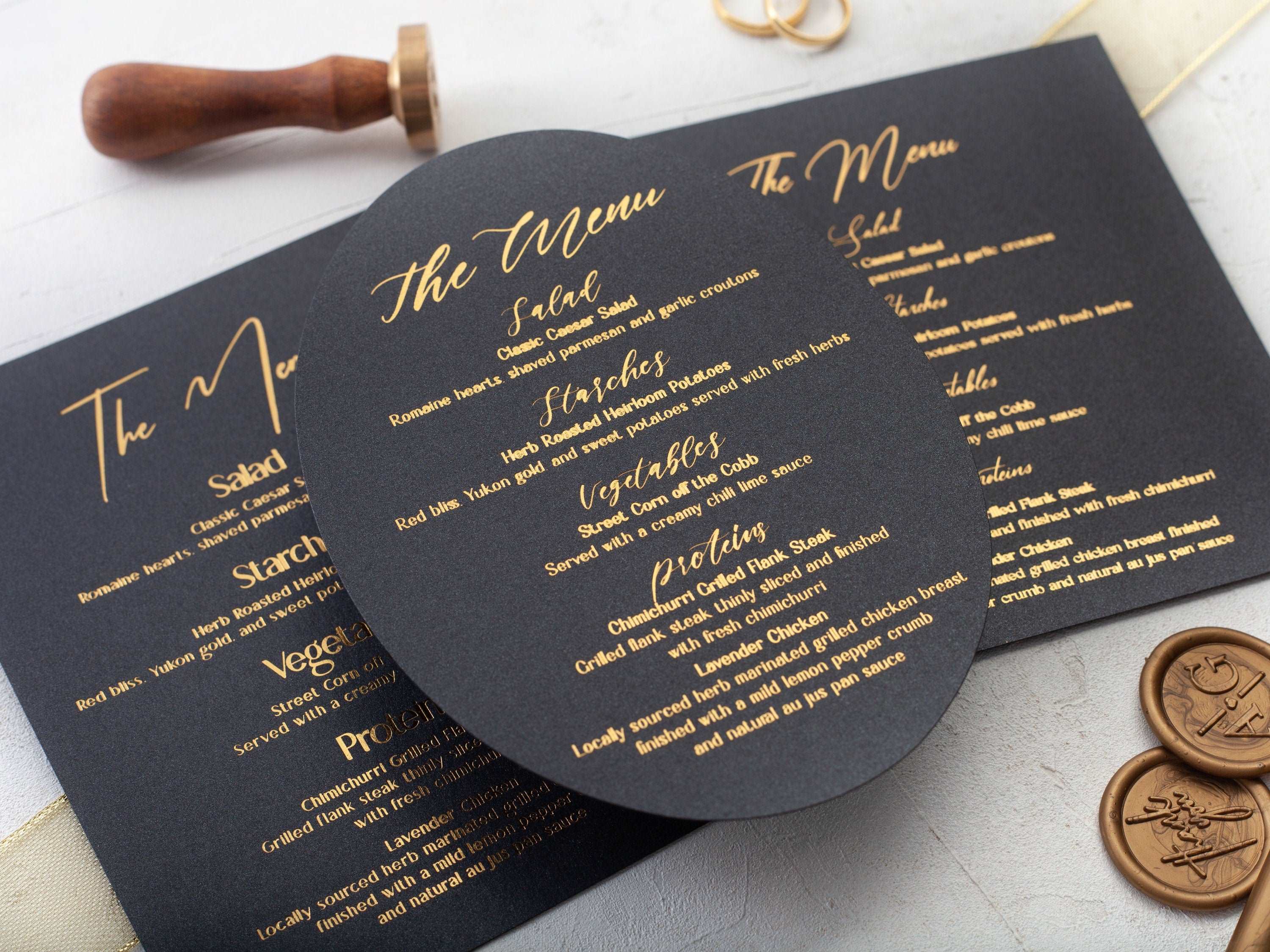 Menu Cards for Wedding, Foil Printed Wedding Menu Card