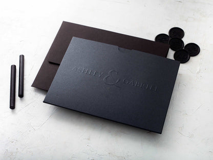 Black Embossed Wedding Invitation with Black Foil