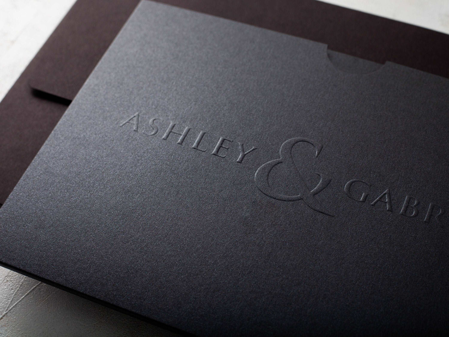 Black Embossed Wedding Invitation with Black Foil