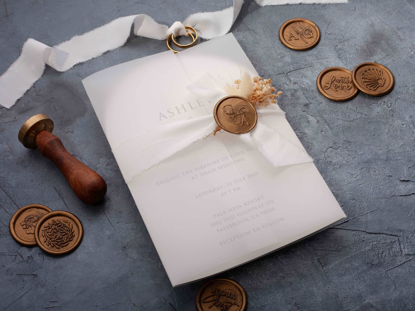 Minimal Arch Wedding Invitation with Vellum Jacket