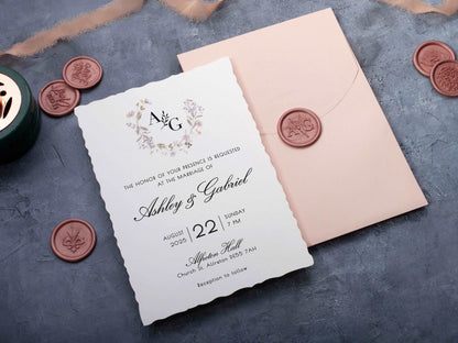 Minimal Deckled Edge Wedding Invitation