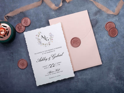 Minimal Deckled Edge Wedding Invitation