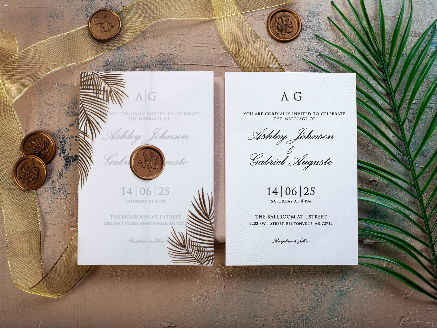 Minimal Wedding Invitation with Vellum Jacket