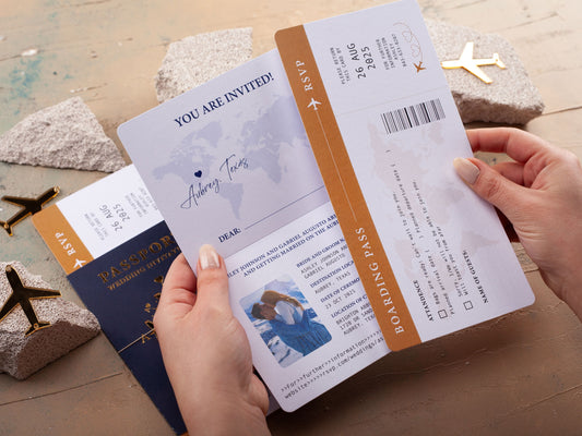 Navy Blue Passport Wedding Invitation