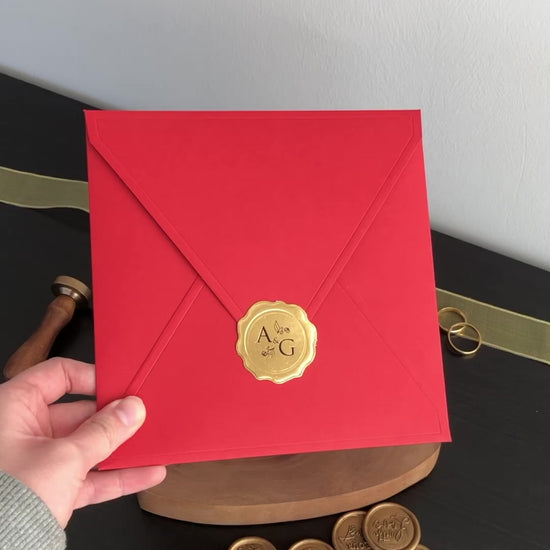 Red and gold acrylic wedding invitation video