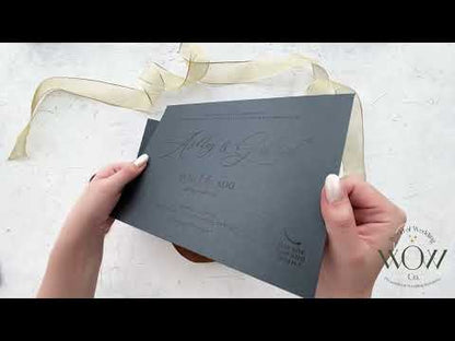 Black Embossed Wedding Invitation with Black Foil