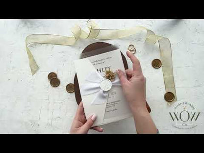 Luxury White and Gold Acrylic Wedding Invitation