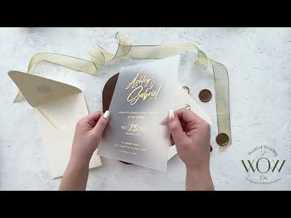 Stylish Ivory and Gold Acrylic Wedding Invitation