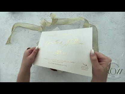 Ivory Embossed Wedding Invitation with Gold Foil