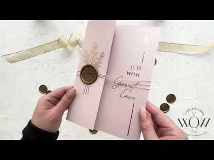 Acrylic Invitation with Blush Pink Folded Jacket and Gold Foil