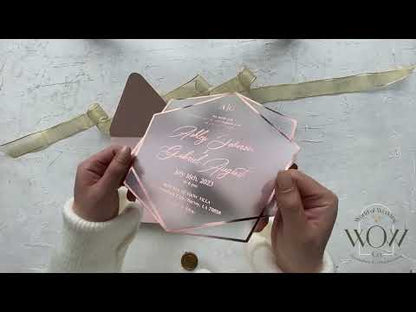 Blush Pink and Rose Gold Acrylic Wedding Invitation