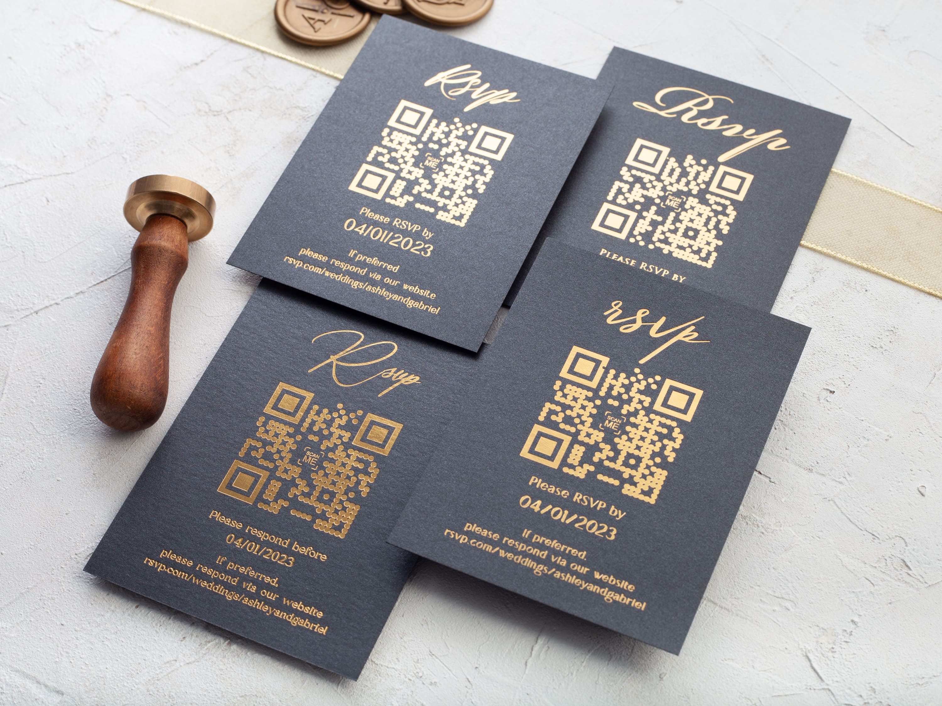 QR code printed wedding response card