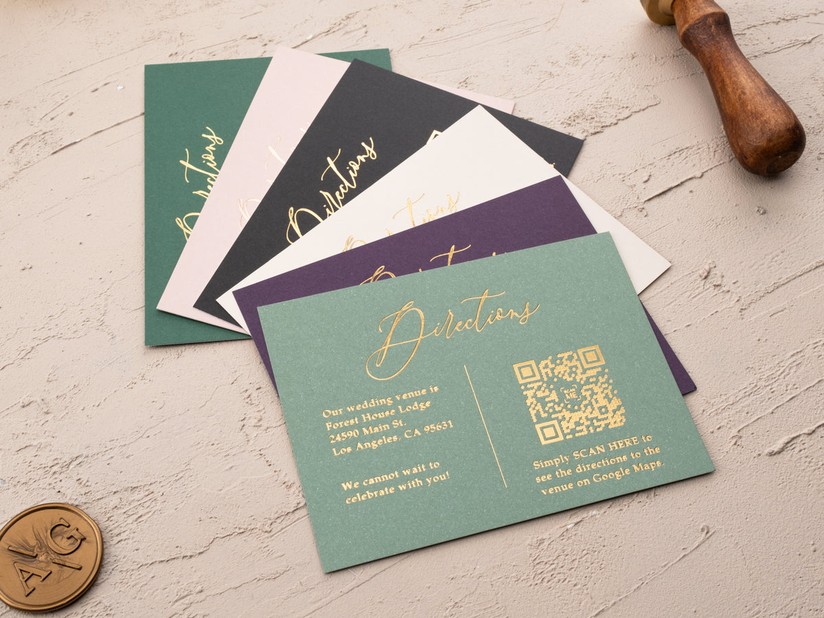 Direction Note Card Directions Card with QR Code