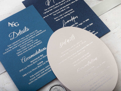 Details Card for Wedding, Foil Printed Wedding Information Card